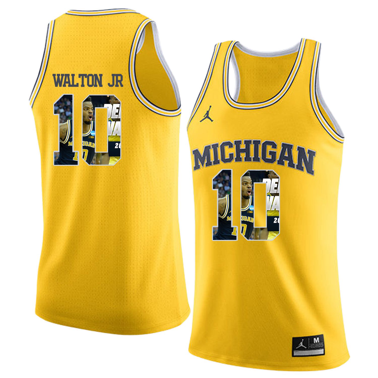 Men Jordan University of Michigan Basketball Yellow #10 walton Fashion Edition Customized NCAA Jerseys->customized ncaa jersey->Custom Jersey